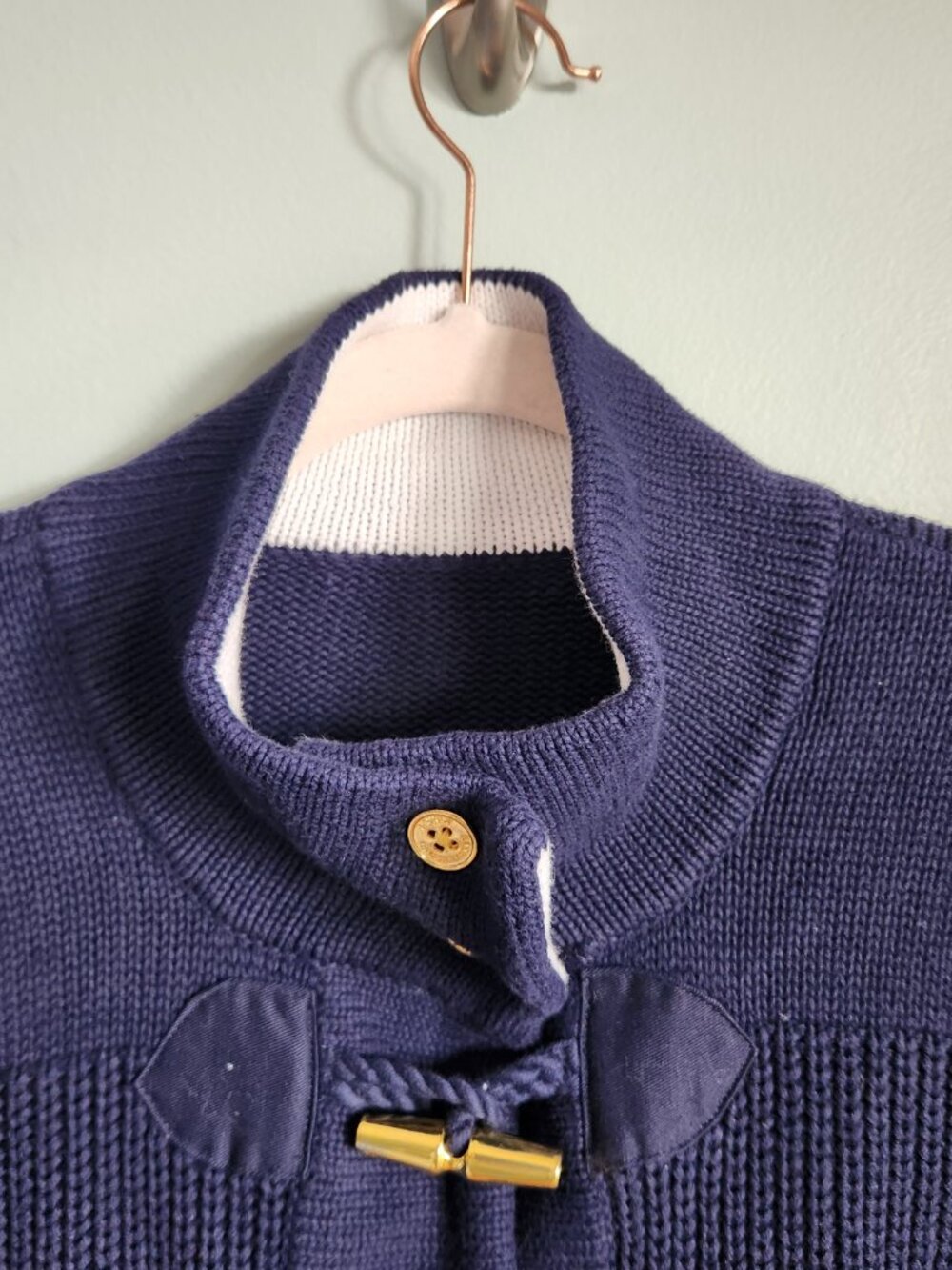 Vintage Ralph Lauren XL Sweater Women's Navy Knit Toggle Cardigan Nautical - Picture 8 of 13